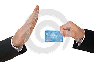 Businessman avoiding credit card