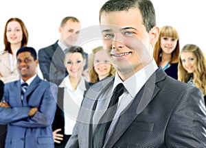 businessman on the background of business team
