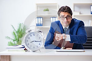 The businessman in bad time management concept