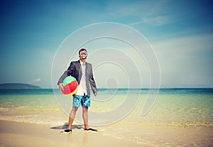Businessman by the Beach Getting Away From it All