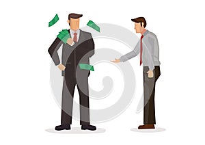 Businessman begging rich man for money