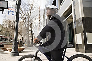 Businessman on bicycle