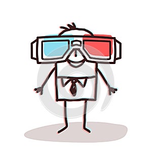 Businessman with big 3D glasses
