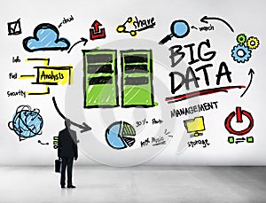 Businessman Big Data Management Looking Up Concept