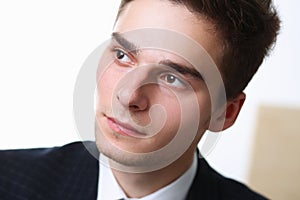 Businessman big facial portrait man single face