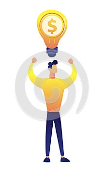 Businessman with big idea vector illustration.