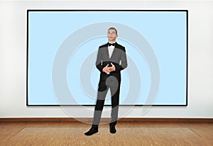 Businessman and big plasma