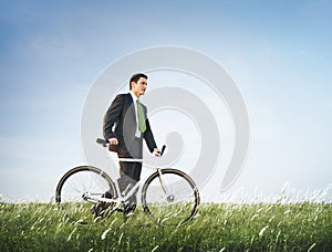 Businessman Bike Green Business Relaxation Concept