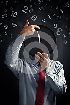 Businessman with black clock, deadline concept