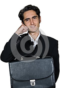 Businessman with black leathern case. photo