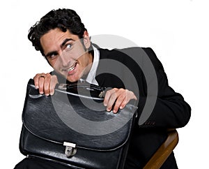 Businessman with black leathern case.