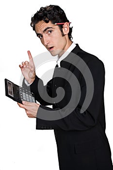 Businessman with black leathern case.