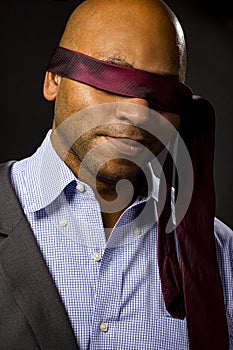 Businessman Blindfolded