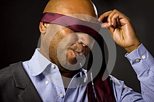 Businessman Blindfolded