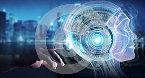 Businessman using digital artificial intelligence interface 3D r