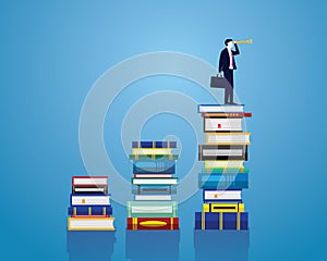 Businessman and Books. Knowledge Business Education Concept