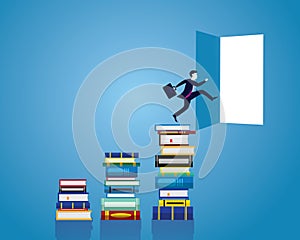 Businessman and Books. Knowledge Business Education Concept