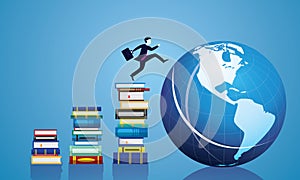 Businessman and Books. Knowledge Business Education Concept