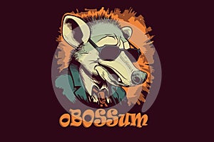 businessman boss opossum in sunglasses