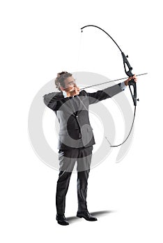 Businessman with bow and arrow