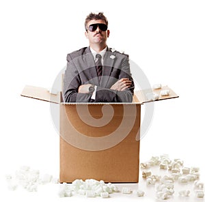 Businessman in a box