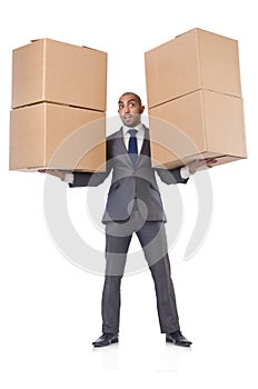 Businessman with box