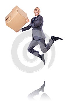 Businessman with box