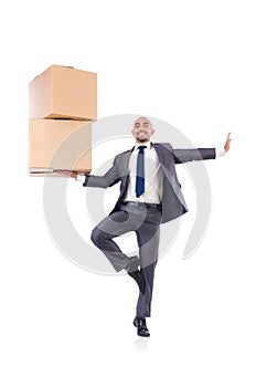 Businessman with box