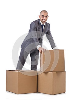 Businessman with box