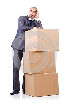 Businessman with box