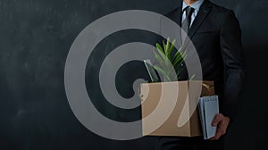 The businessman with a box.AI generated image