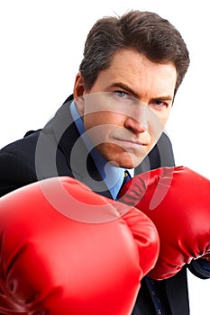 Businessman boxer