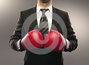 Businessman boxing