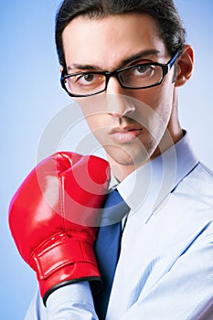 Businessman with boxing gloves