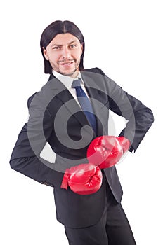 Businessman with boxing gloves