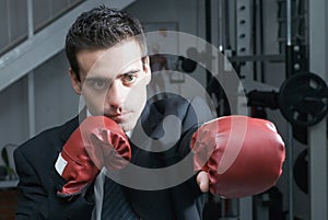 Businessman with Boxing Gloves