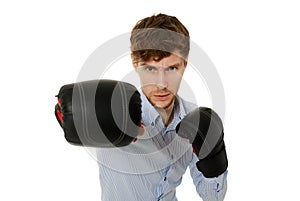 Businessman with boxing gloves