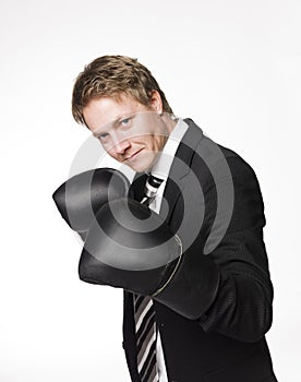 Businessman with boxing gloves