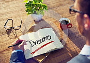 A Businessman Brainstorming About Dreams