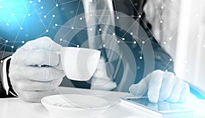 Businessman during a break; multiple exposure