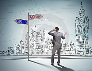 Businessman in Brexit concept - UK leaving EU