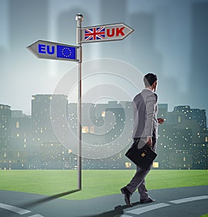 Businessman in Brexit concept - UK leaving EU