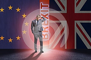 The businessman in brexit concept - uk leaving eu