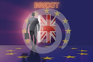 The businessman in brexit concept - uk leaving eu