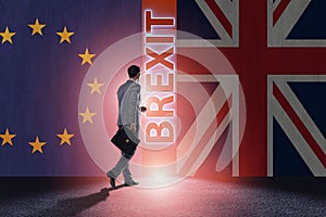 The businessman in brexit concept - uk leaving eu