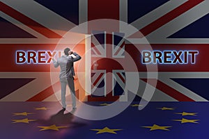 The businessman in brexit concept - uk leaving eu