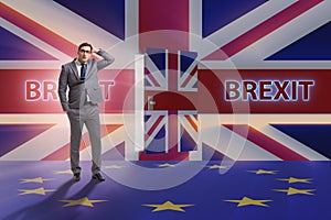 The businessman in brexit concept - uk leaving eu