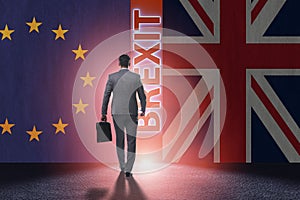 The businessman in brexit concept - uk leaving eu