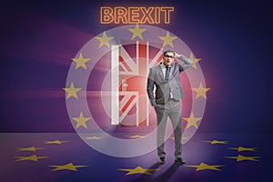 The businessman in brexit concept - uk leaving eu