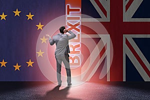 The businessman in brexit concept - uk leaving eu